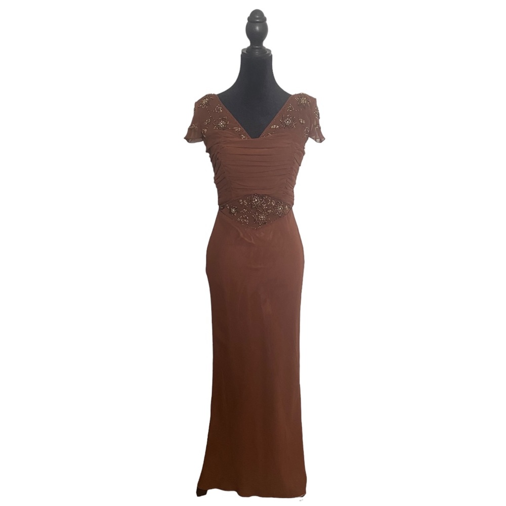 Vintage Brown with Sequin Formal Pageant Ball Gown Prom Dress One of a Kind